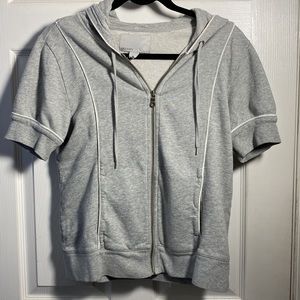 Old Navy Short Sleeve Hooded Zipper Sweatshirt Heather Gray Juniors Large
